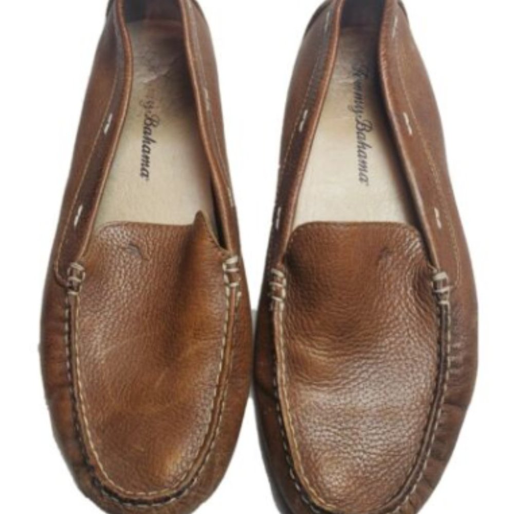 Tommy Bahama Brown Leather Loafers Size 9M Driving